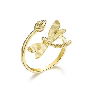 Dragonfly Lotus Bud Adjustable Ring