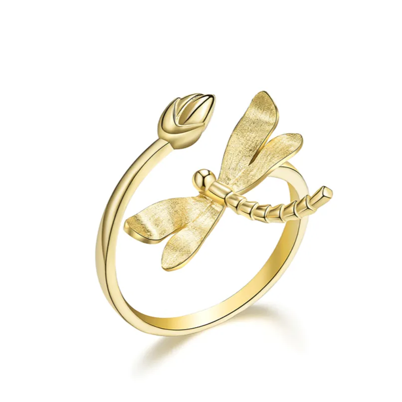Dragonfly Lotus Bud Adjustable Ring