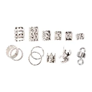 Dreamfix 290Pcs Hair Rings & Bead Jewelry 11 Style Silver