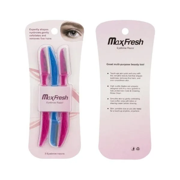 Dreamfix Maxfresh Single Blade Eyebrow Razors 3 Pcs Pink/Blue