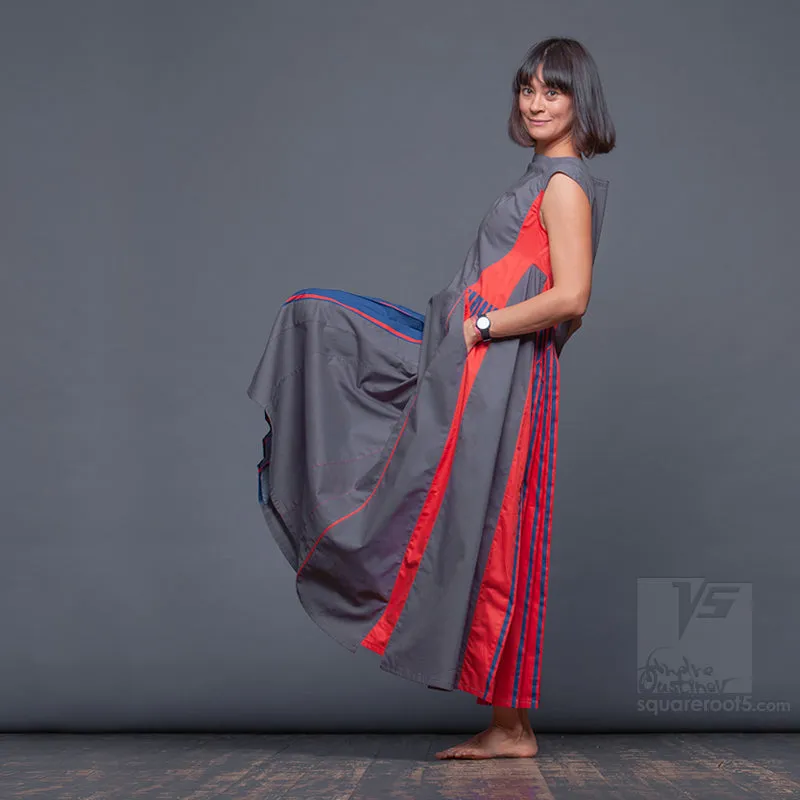 Dress "Revolution" model "SRB" Short sleeve Red-Blue
