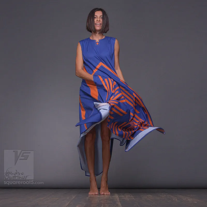 Dress "Wingbeat" model "BY" Blue-Yellow