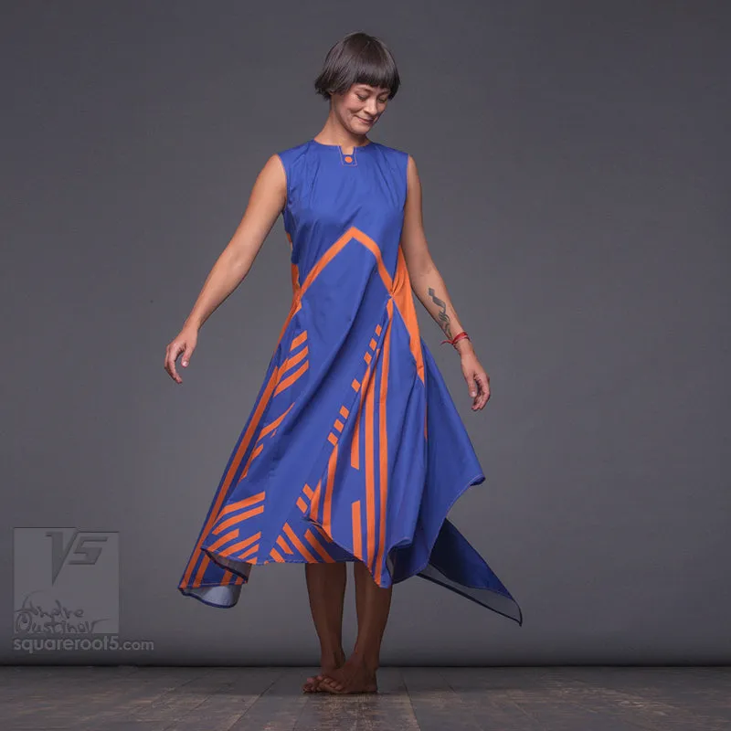 Dress "Wingbeat" model "BY" Blue-Yellow