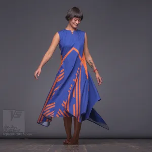 Dress "Wingbeat" model "BY" Blue-Yellow