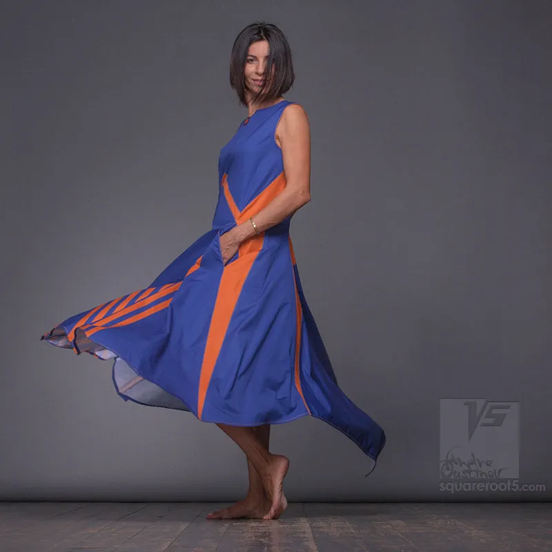 Dress "Wingbeat" model "BY" Blue-Yellow
