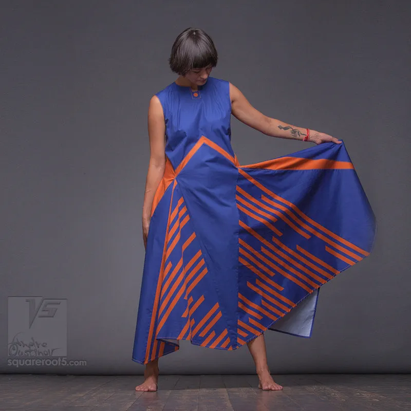 Dress "Wingbeat" model "BY" Blue-Yellow