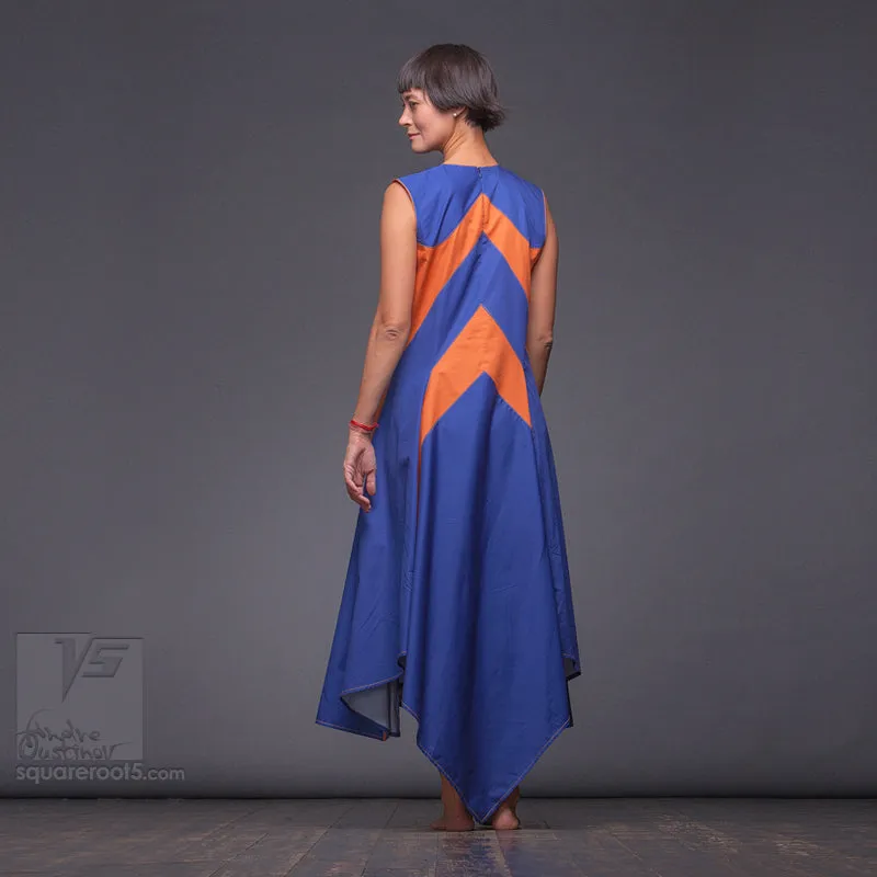 Dress "Wingbeat" model "BY" Blue-Yellow
