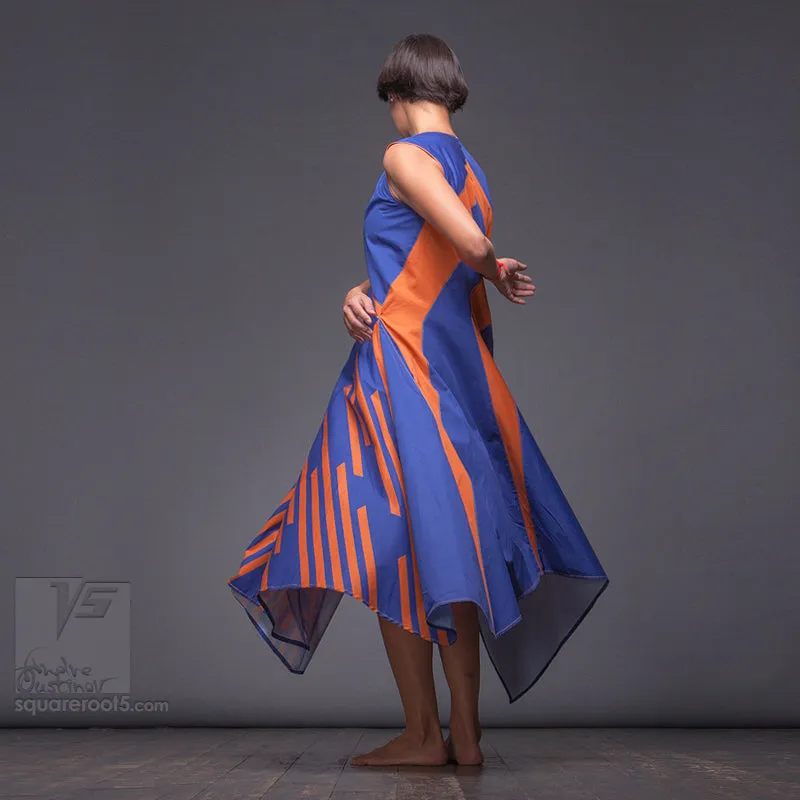 Dress "Wingbeat" model "BY" Blue-Yellow