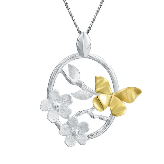 Elegant Butterfly Garden Flower Necklace