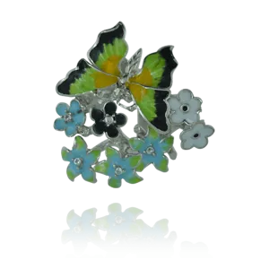 Enamel Butterfly in Garden Ring