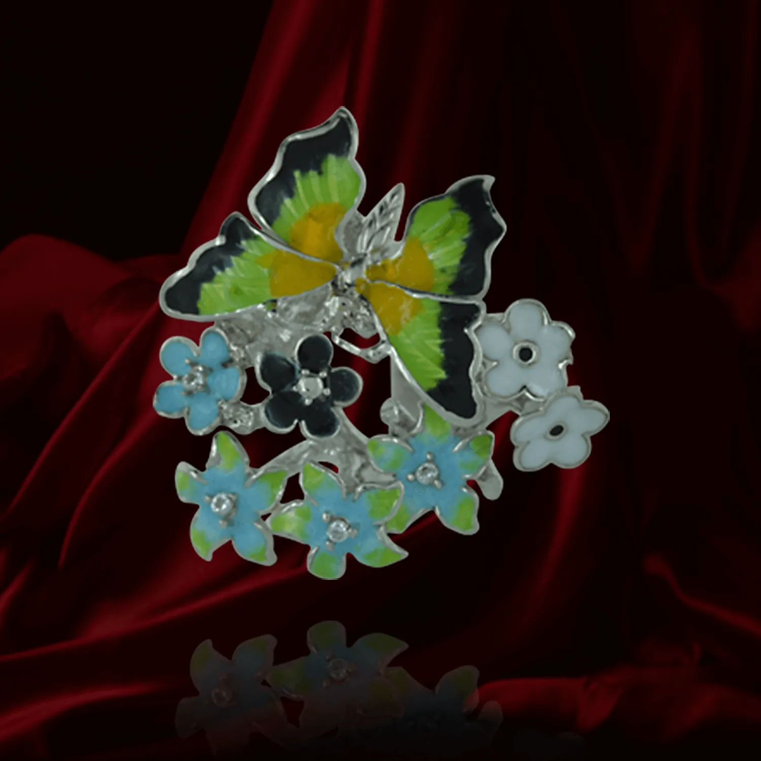 Enamel Butterfly in Garden Ring