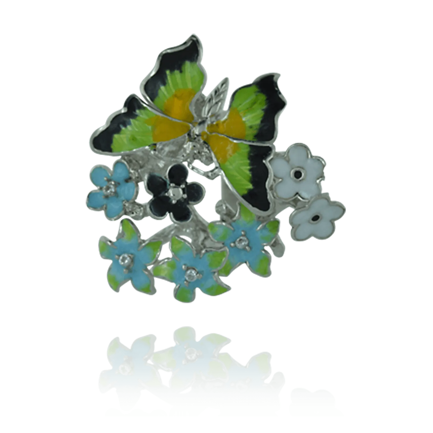 Enamel Butterfly in Garden Ring