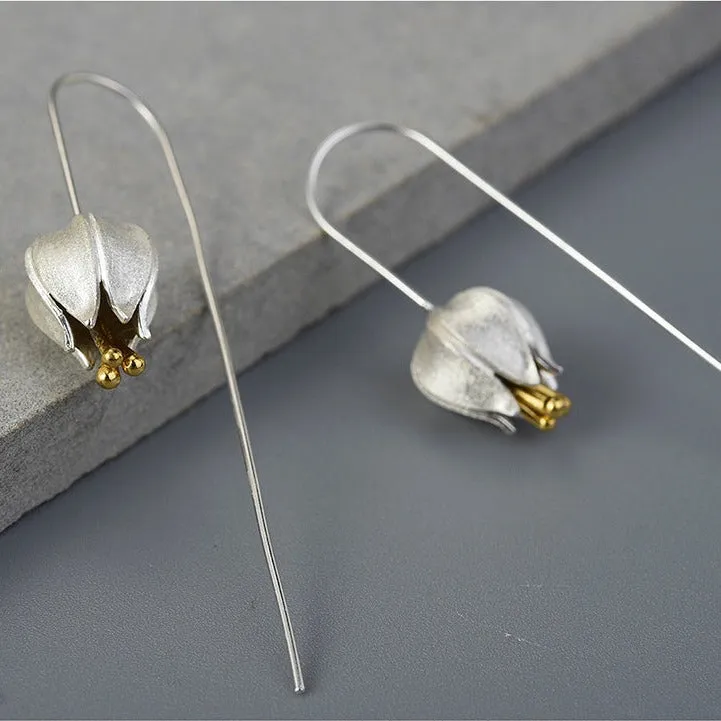 Eternal Love Tulip Flower Dangle Earrings