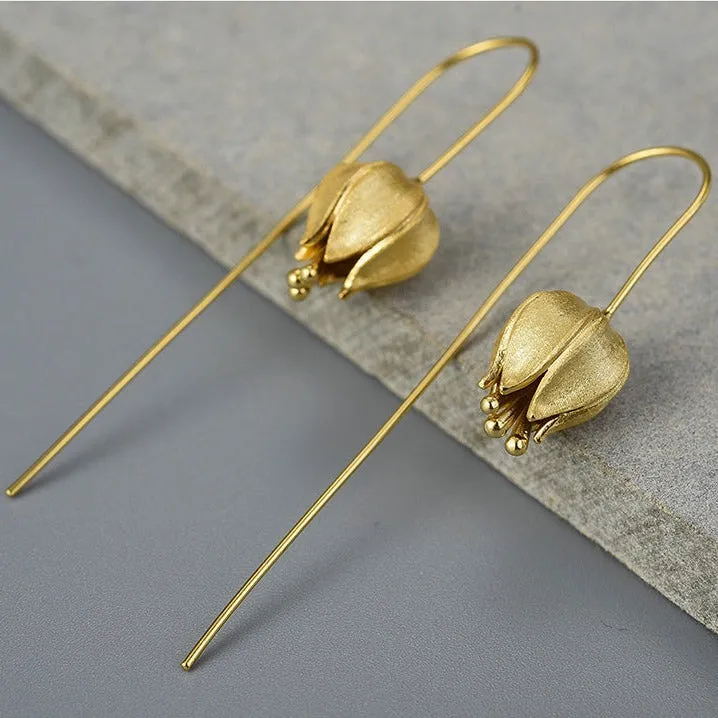 Eternal Love Tulip Flower Dangle Earrings