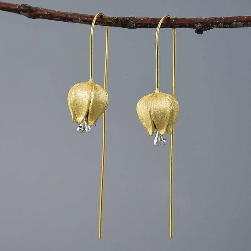 Eternal Love Tulip Flower Dangle Earrings