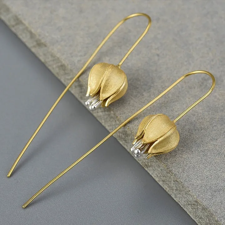 Eternal Love Tulip Flower Dangle Earrings