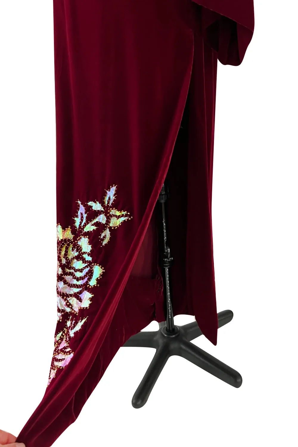 Exceptional Mid-1980s Paco Rabanne Haute Couture Velvet Beaded Caftan Dress