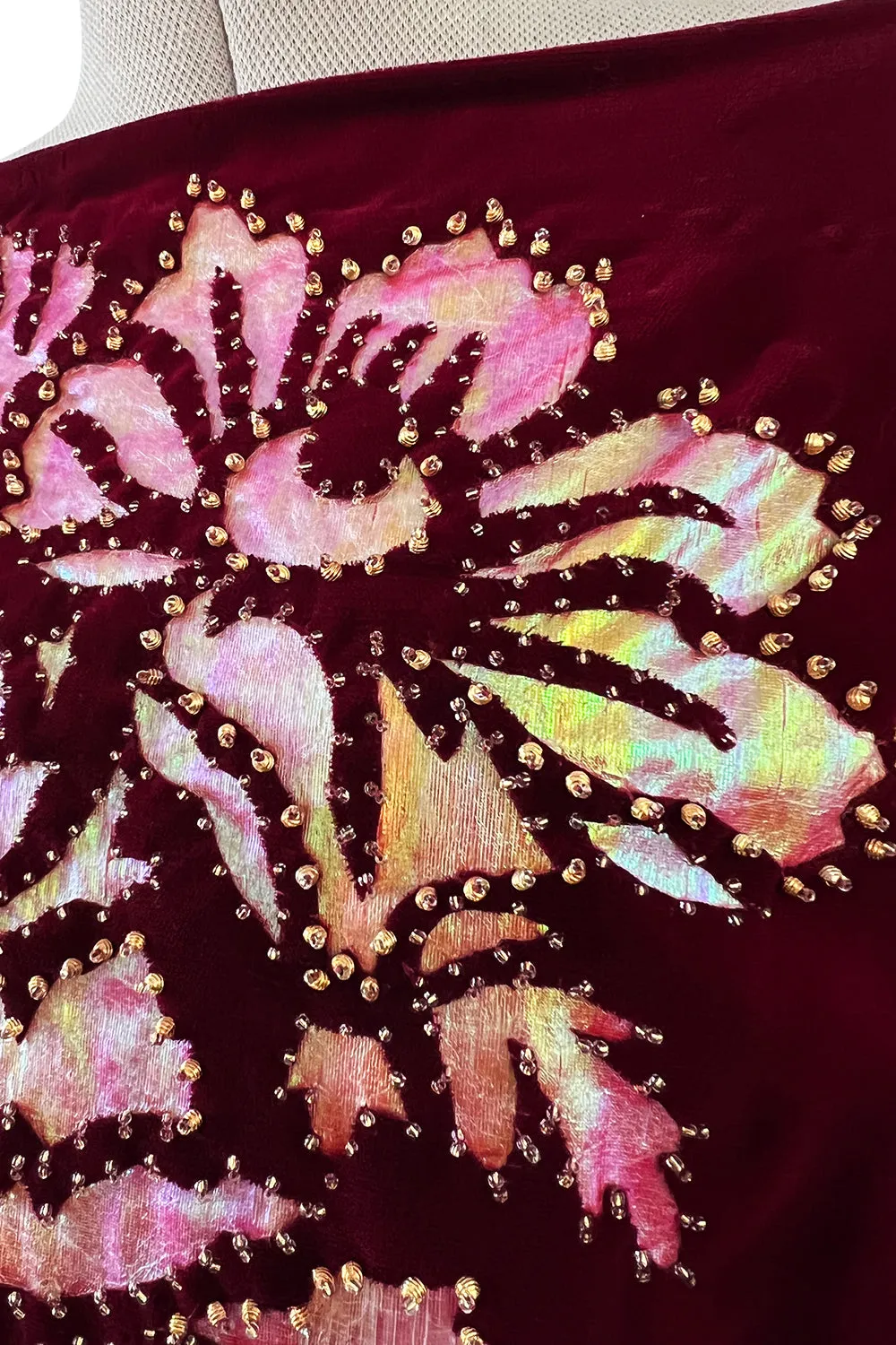 Exceptional Mid-1980s Paco Rabanne Haute Couture Velvet Beaded Caftan Dress