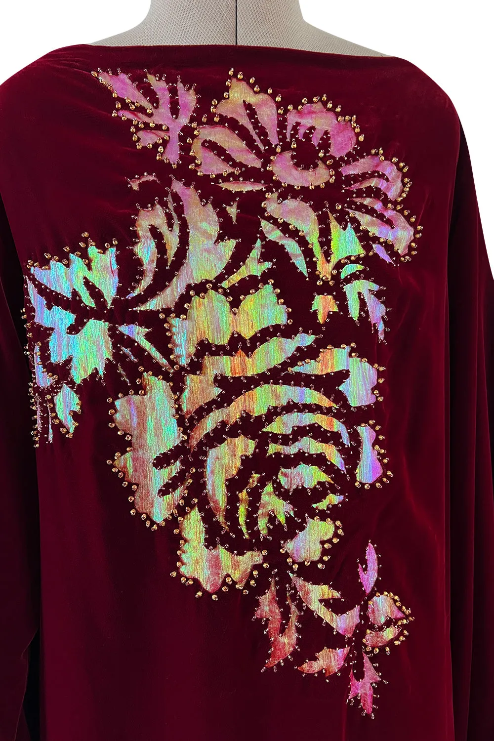 Exceptional Mid-1980s Paco Rabanne Haute Couture Velvet Beaded Caftan Dress
