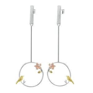 Exquisite Bird in a Jungle Dangle Earrings