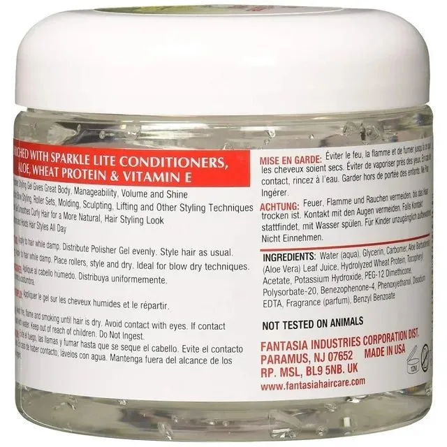 Fantasia IC - Hair Polisher Styling Gel with Sparkle Lites Aloe Vitamin E Protein 16oz -473ml
