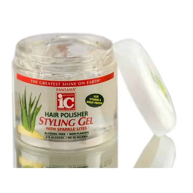 Fantasia IC - Hair Polisher Styling Gel with Sparkle Lites Aloe Vitamin E Protein 16oz -473ml