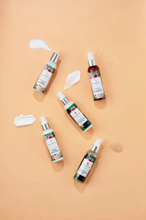 Flora & Curl - Mini kit de soins capillaires essentiels à base de plantes