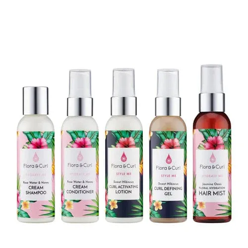 Flora & Curl - Mini kit de soins capillaires essentiels à base de plantes