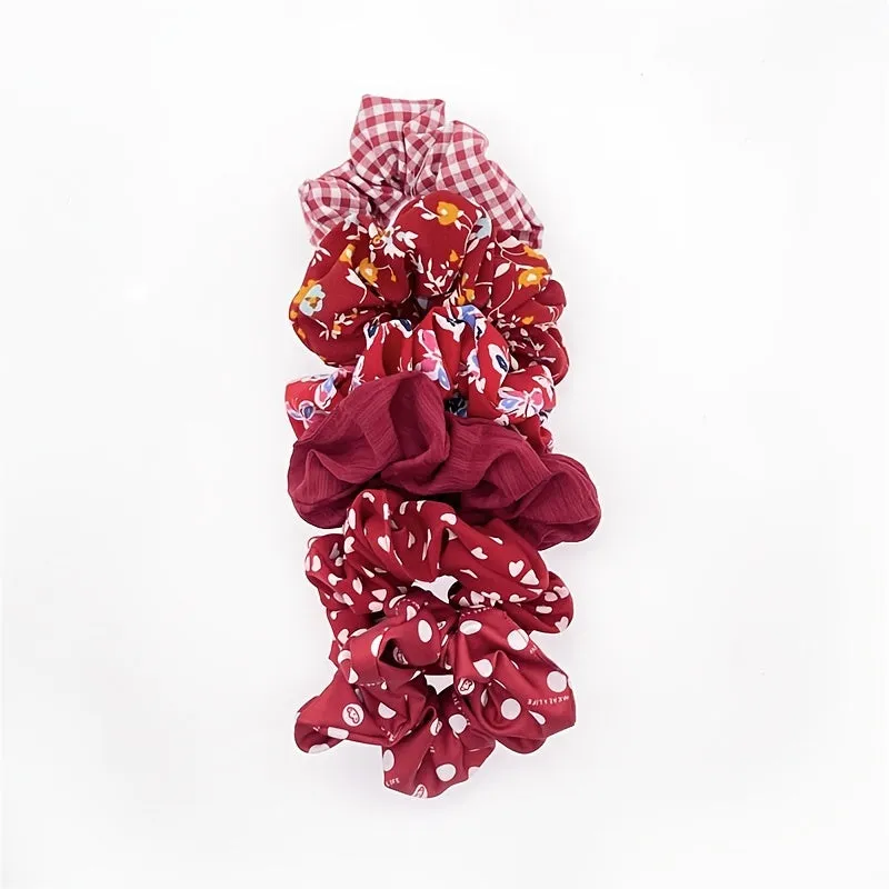 Floral Chiffon Hair Scrunchies Set