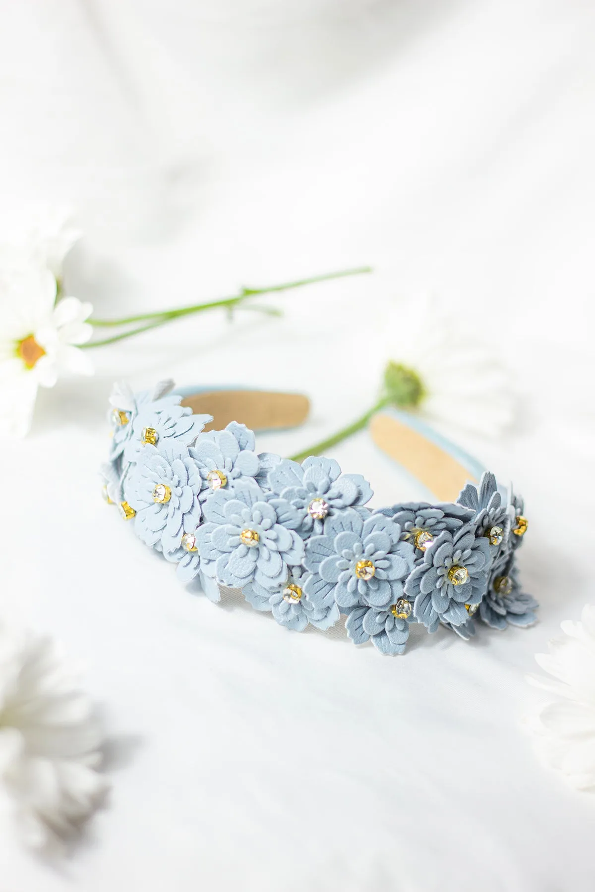 Flower Embellished Headband with Gems