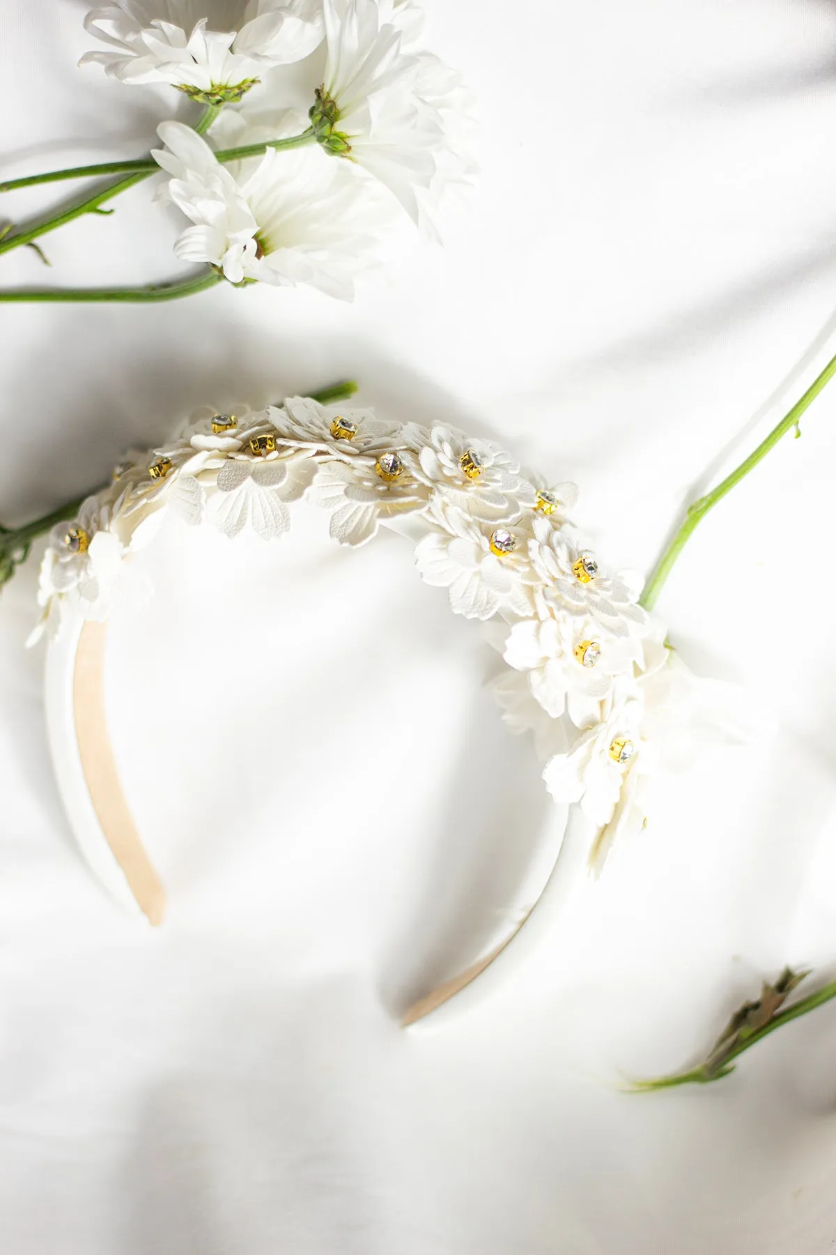 Flower Embellished Headband with Gems