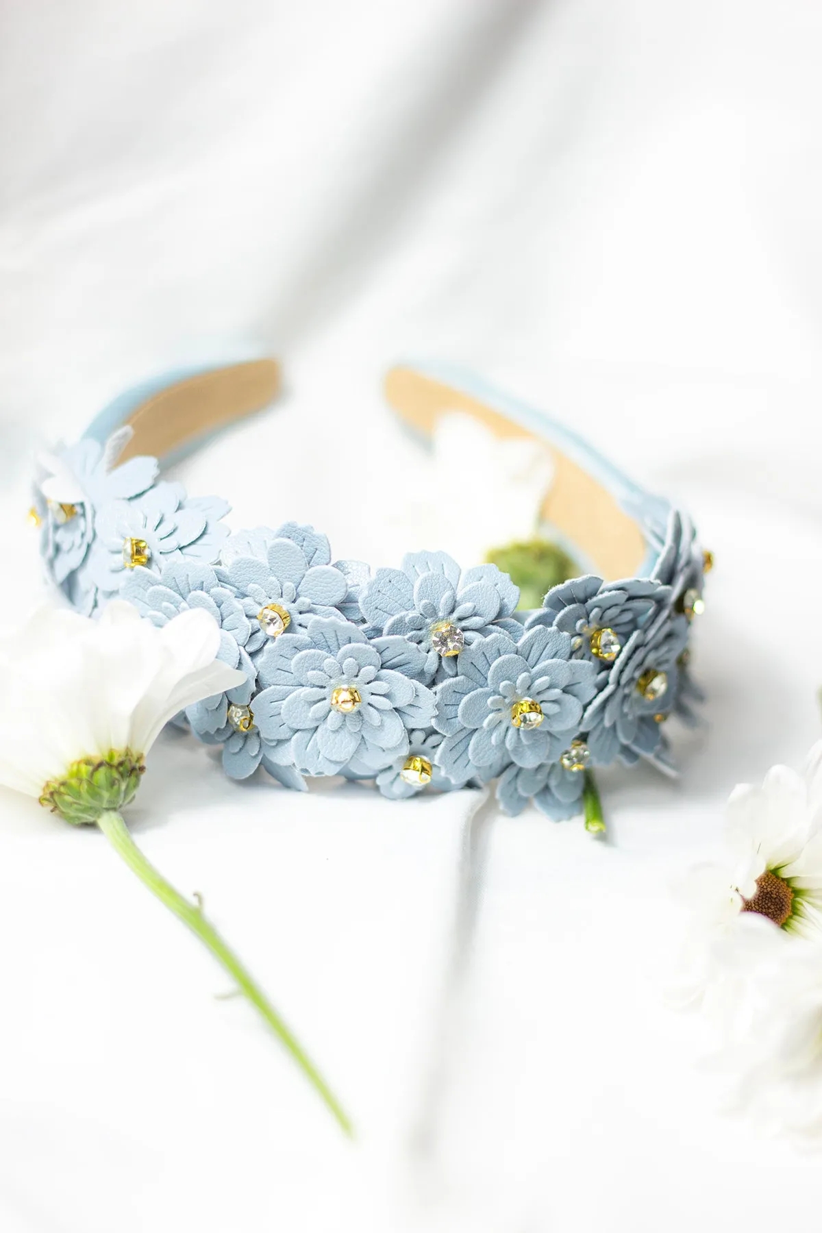 Flower Embellished Headband with Gems