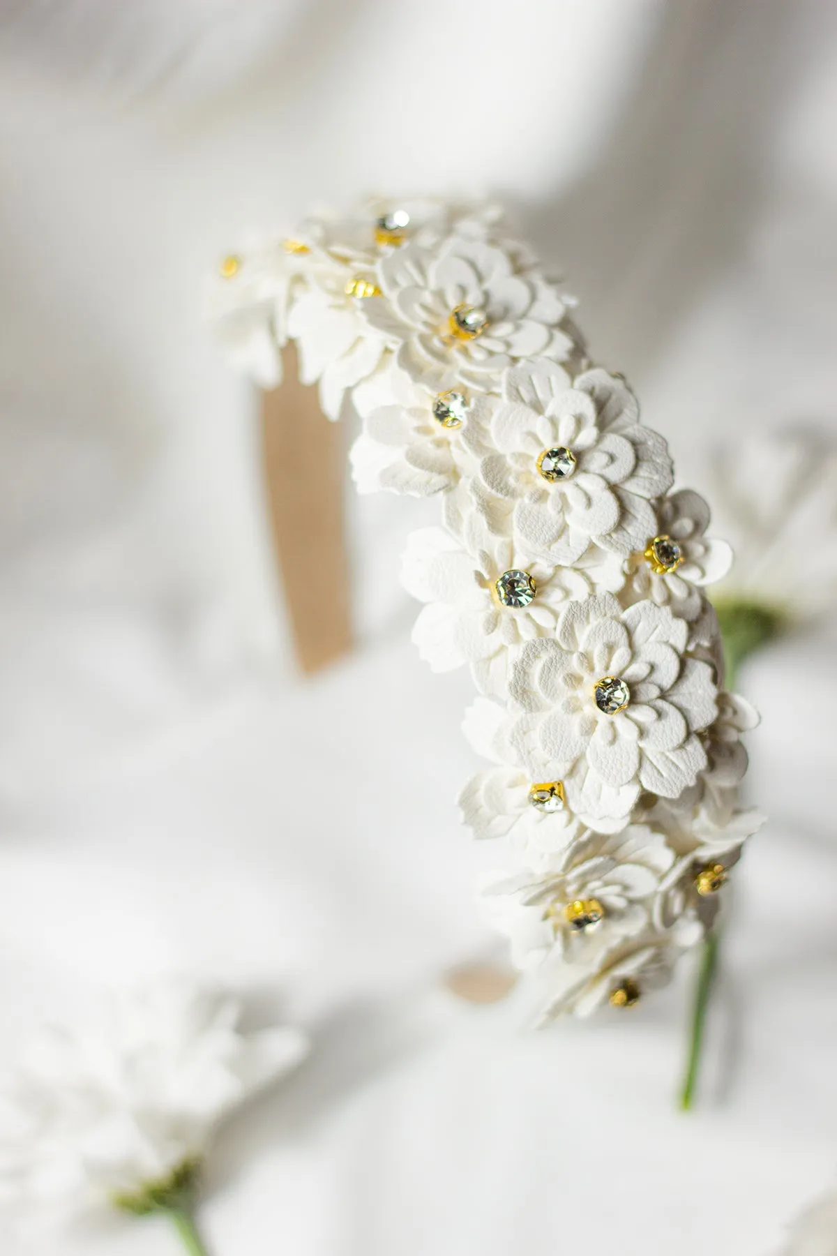 Flower Embellished Headband with Gems