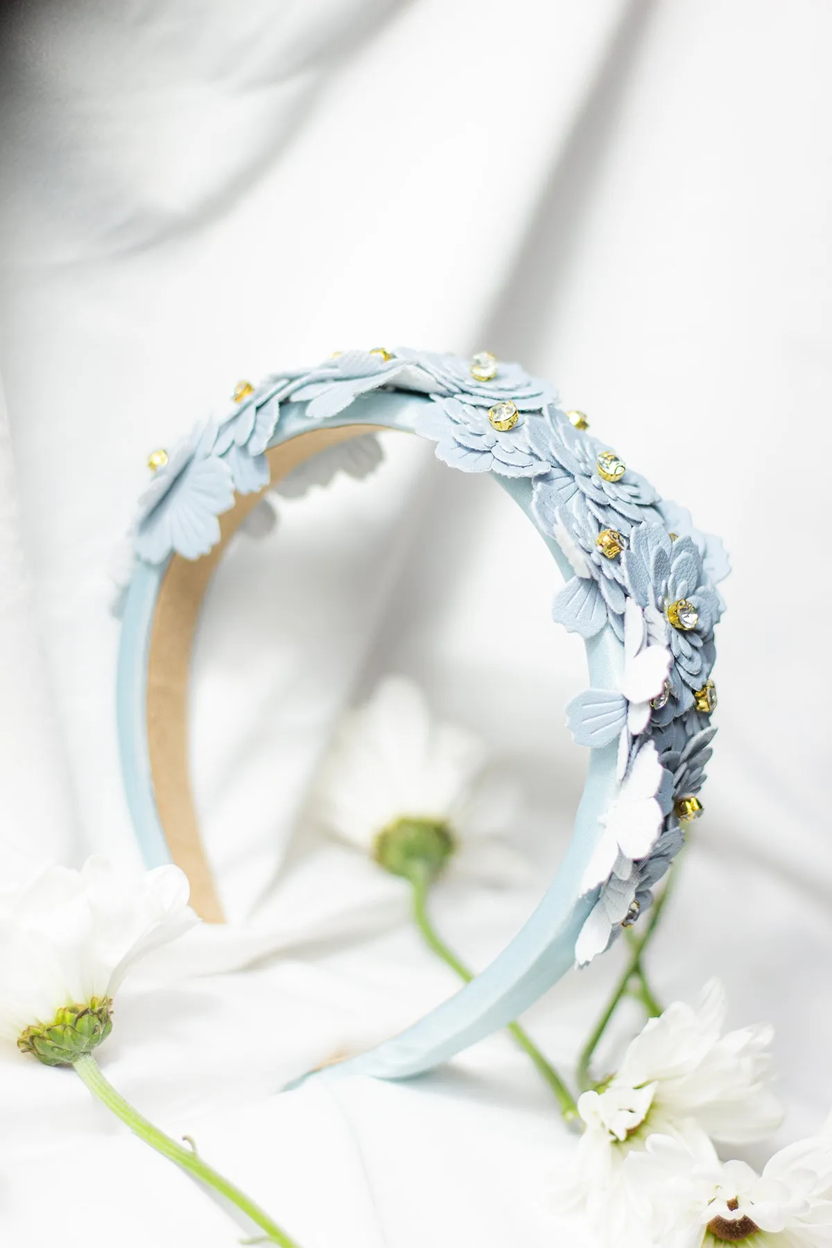 Flower Embellished Headband with Gems