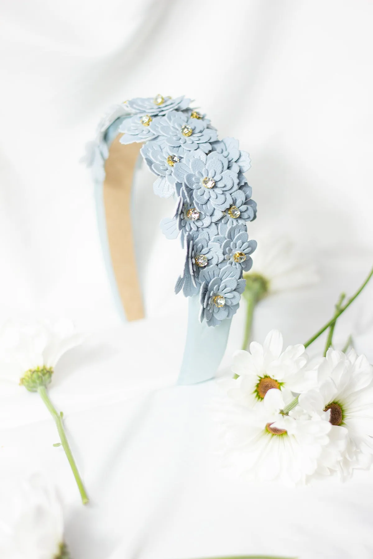Flower Embellished Headband with Gems