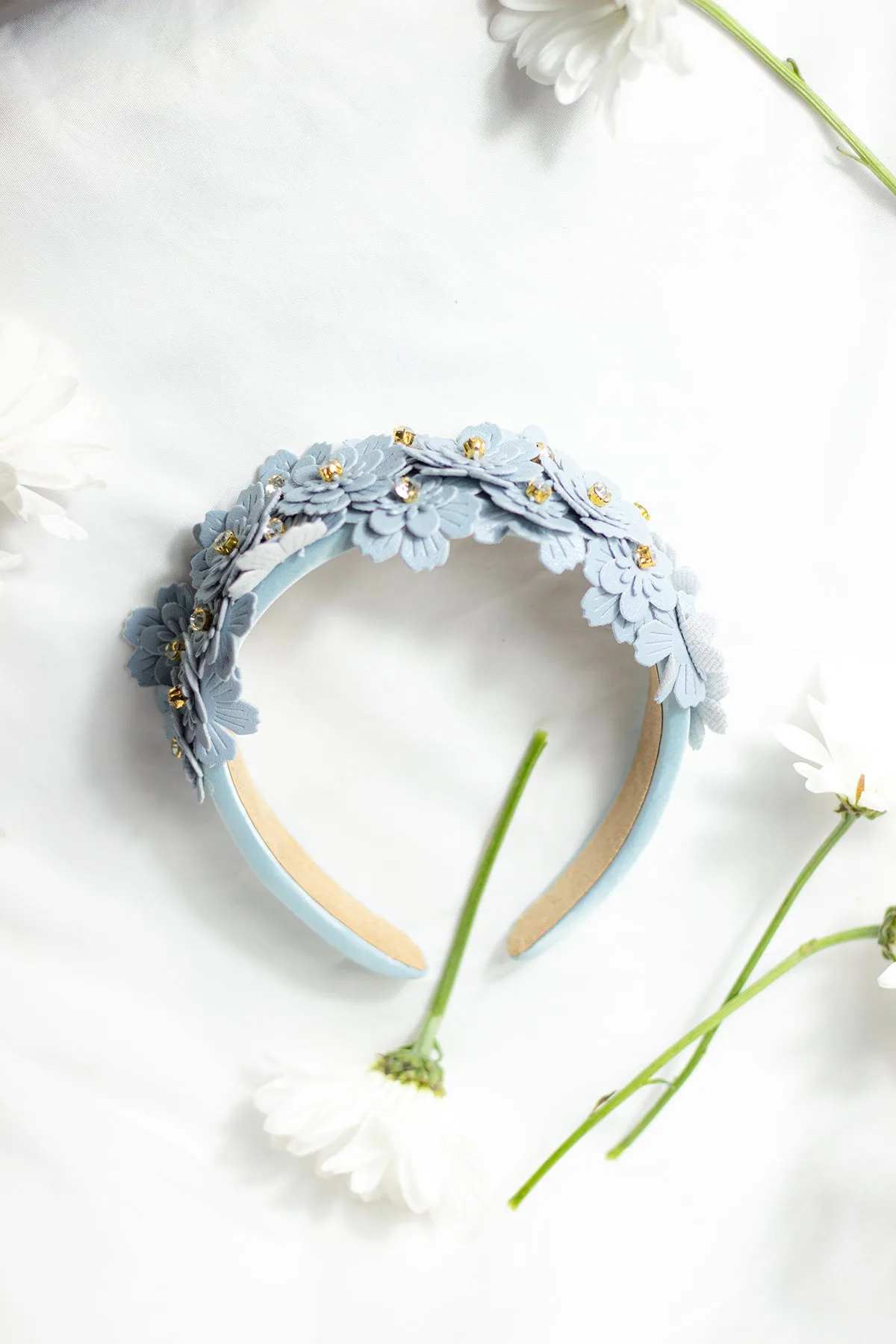 Flower Embellished Headband with Gems