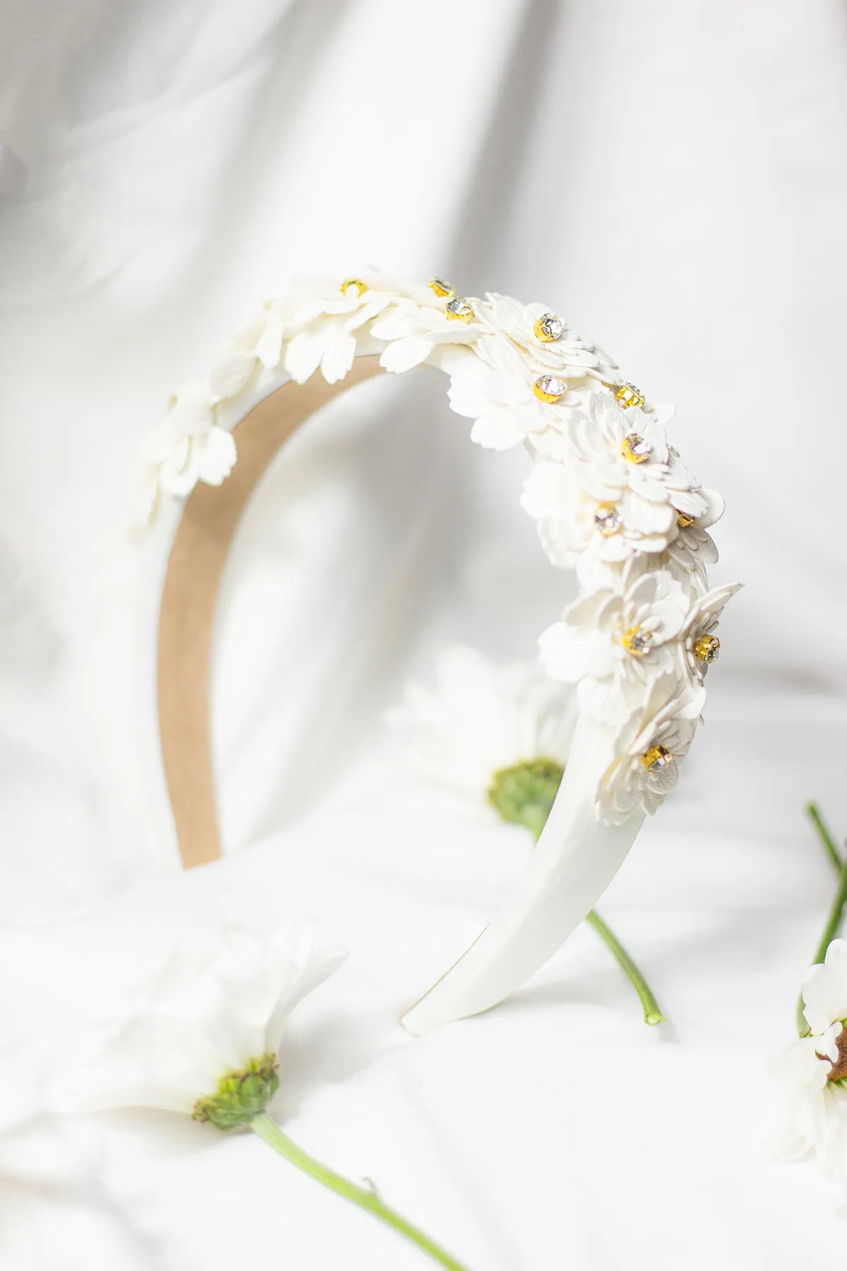 Flower Embellished Headband with Gems