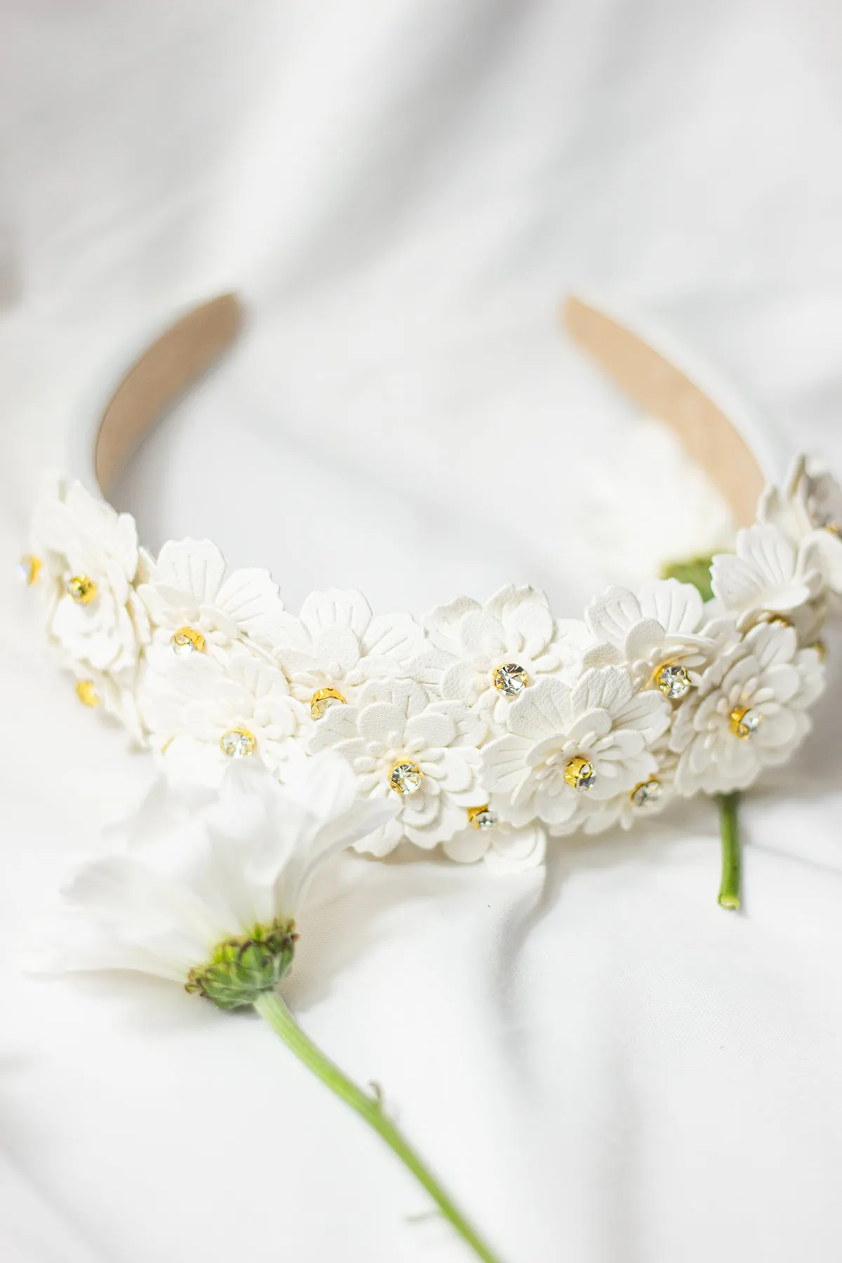 Flower Embellished Headband with Gems