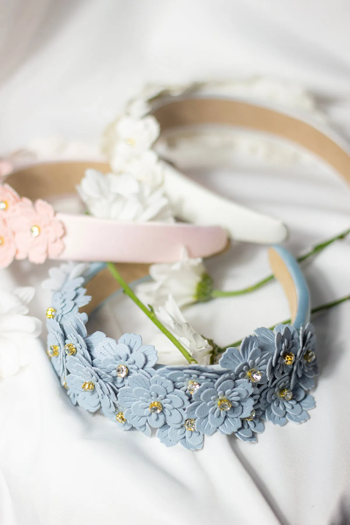 Flower Embellished Headband with Gems