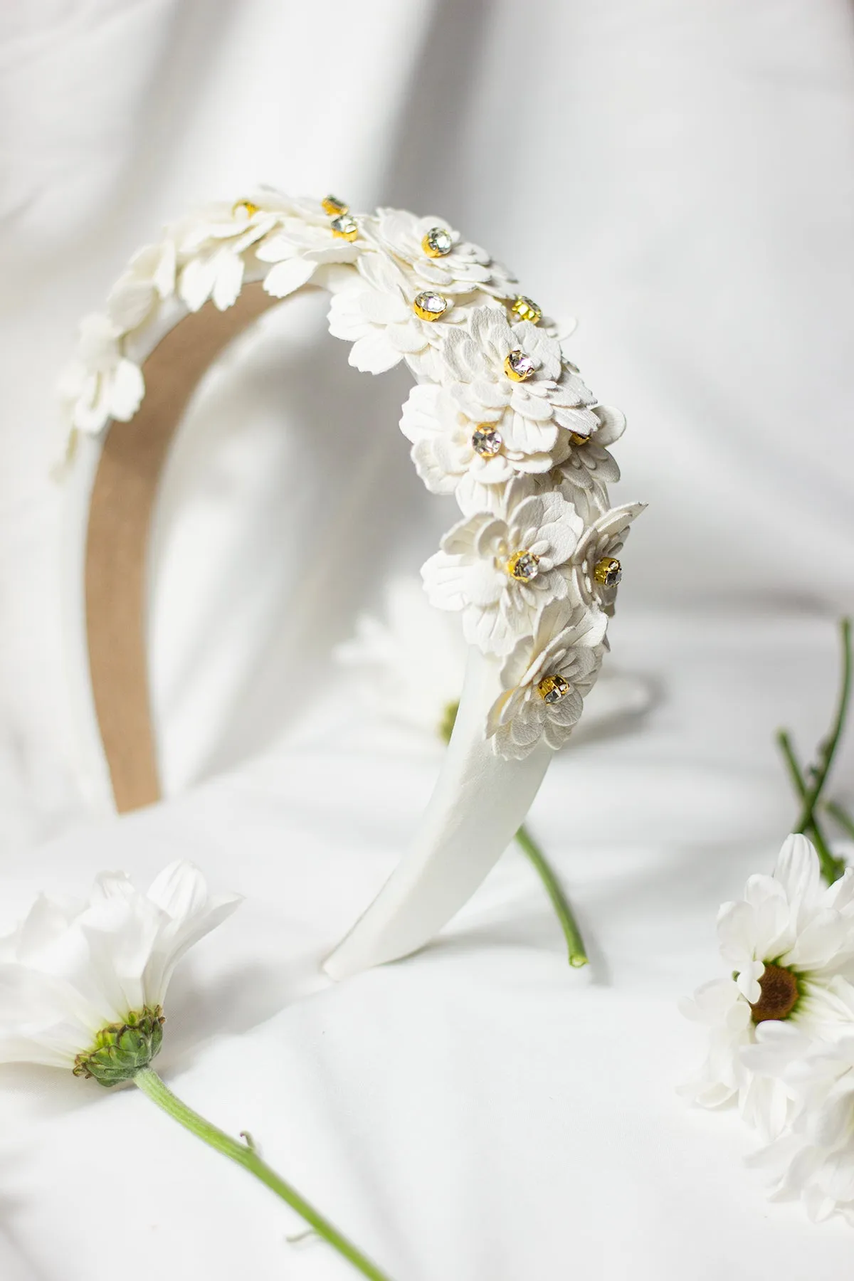 Flower Embellished Headband with Gems