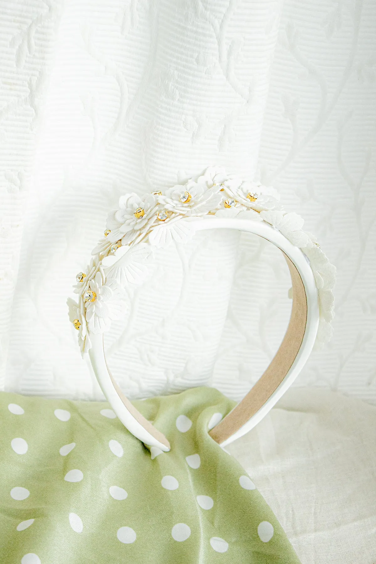 Flower Embellished Headband with Gems