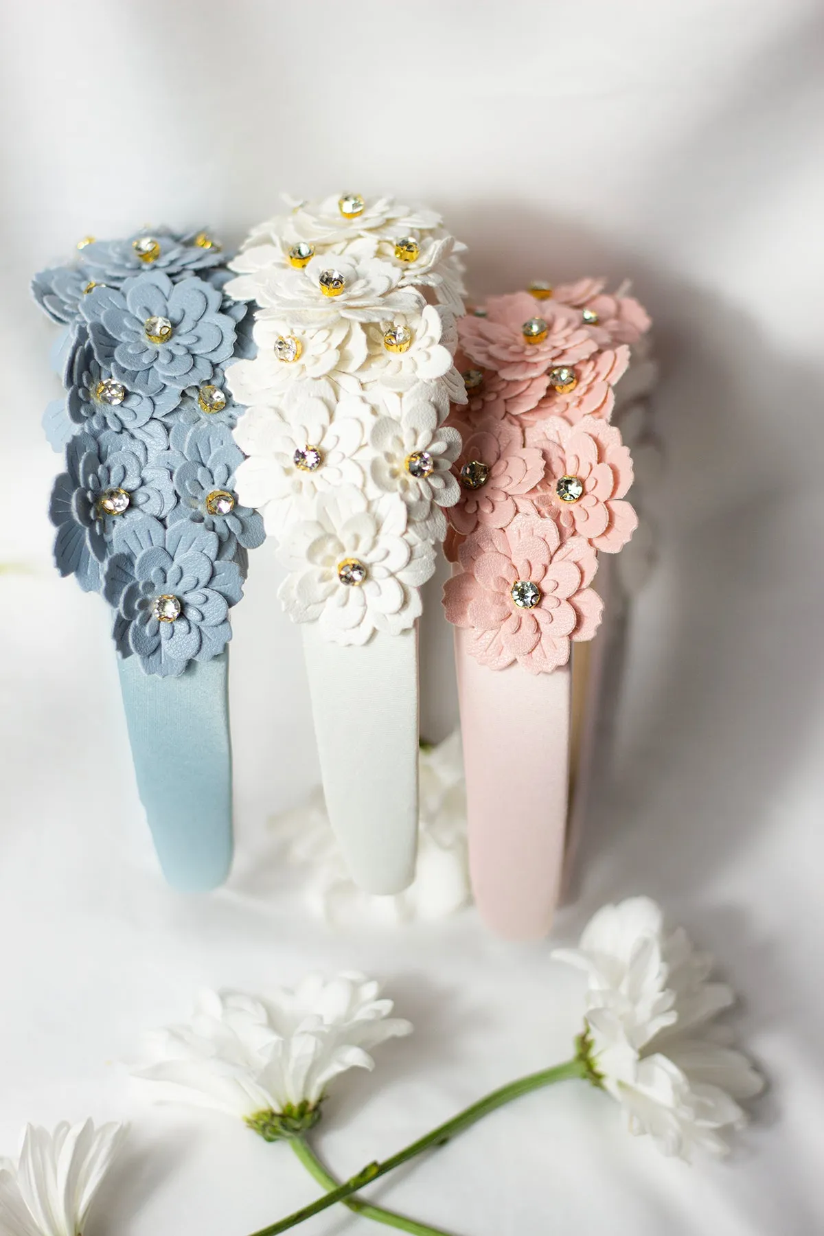Flower Embellished Headband with Gems