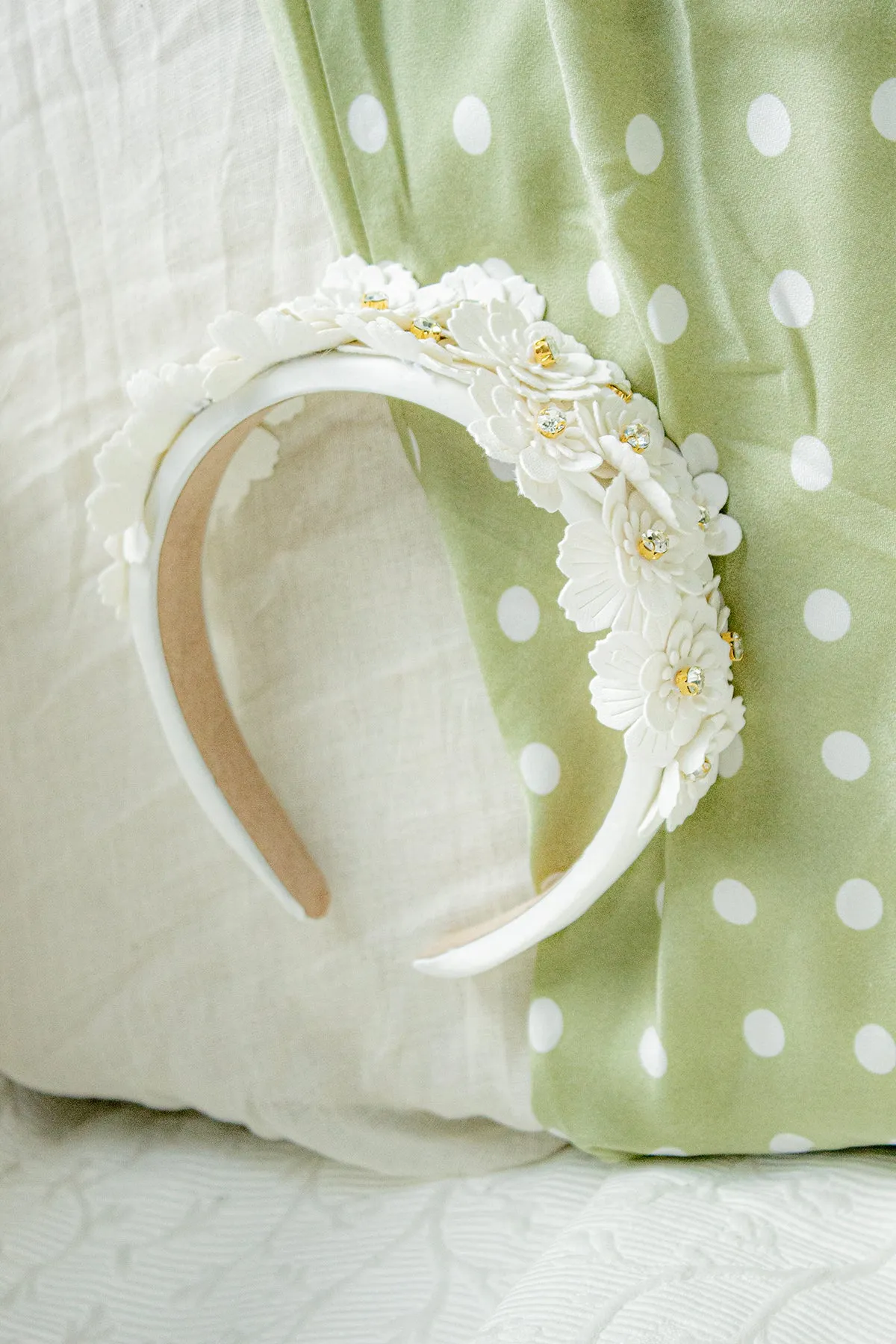 Flower Embellished Headband with Gems