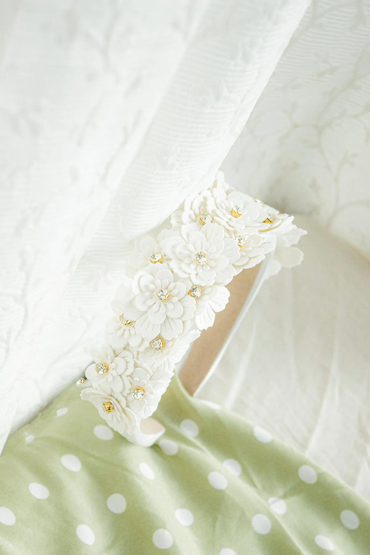 Flower Embellished Headband with Gems