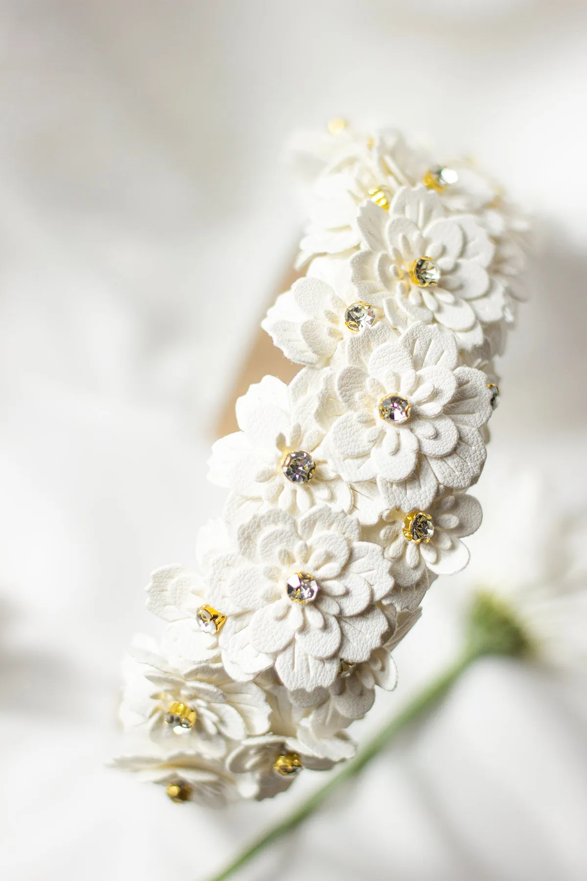 Flower Embellished Headband with Gems