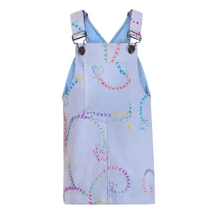 Flower Embroidered Front Pocket Denim Dress