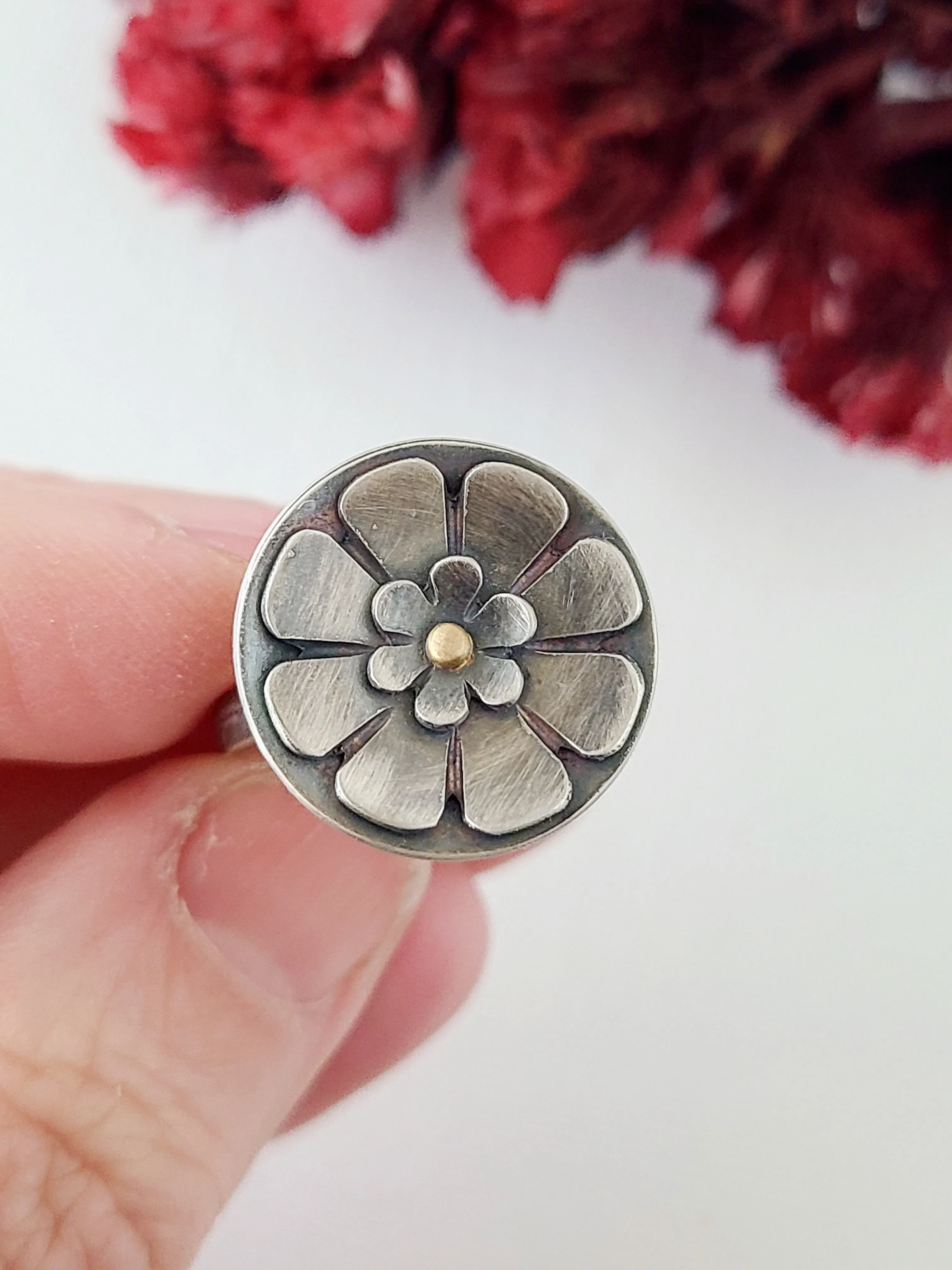 Flower ring- SS/14k