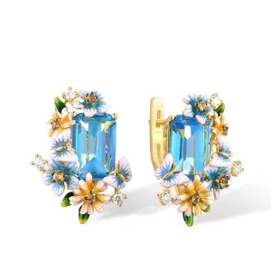 Flowers & Butterfly Enamel Earrings