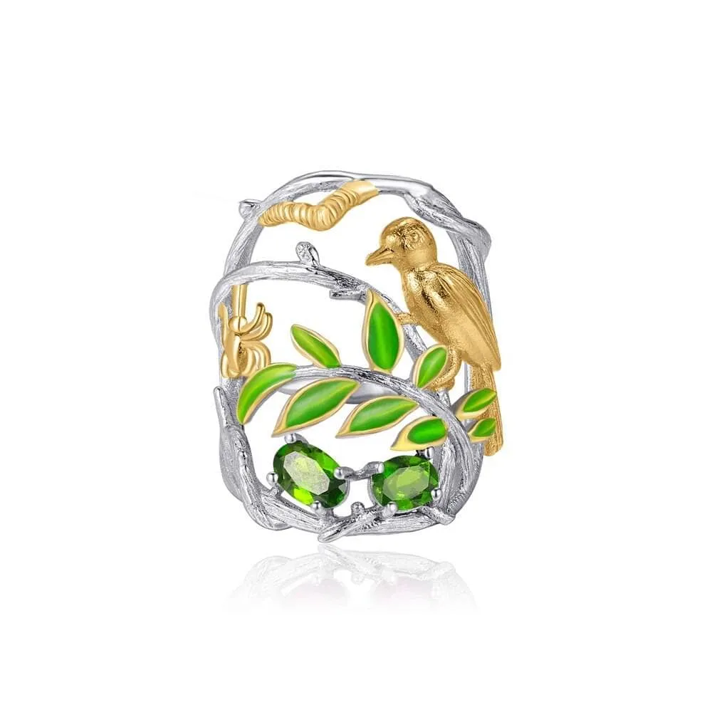 Flowers And Birds On Branch Ring