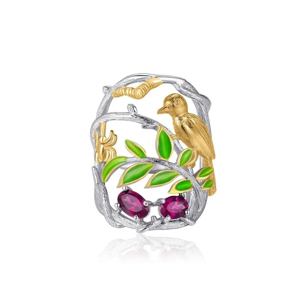 Flowers And Birds On Branch Ring